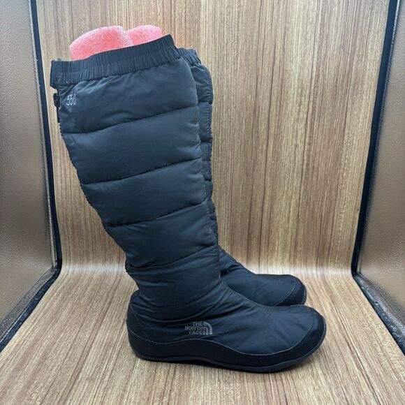 The North Face Nuptse Apres 550-Fill down boots Tall Black Women's Size 9 - Picture 1 of 11